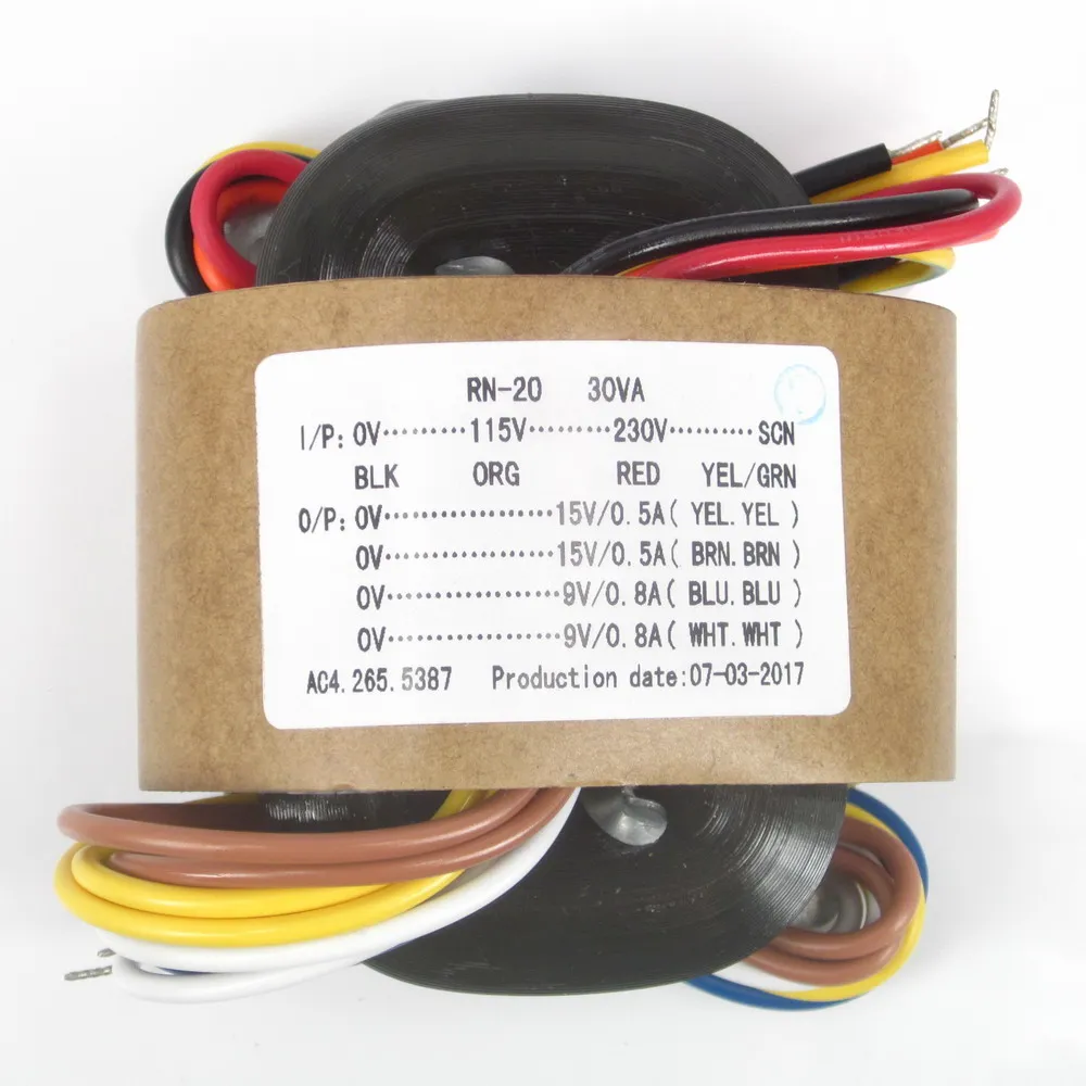 Трансформатор мощности R типа 30 Вт 15 В × 2 + 9 медный аудиотрансформатор для