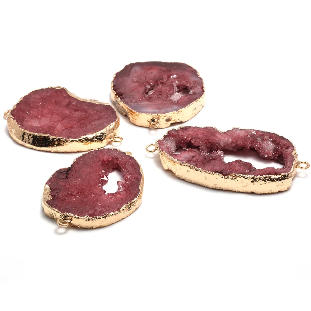 Натуральный агат подвеска Агат разъемы нерегулярные Позолоченные двойное