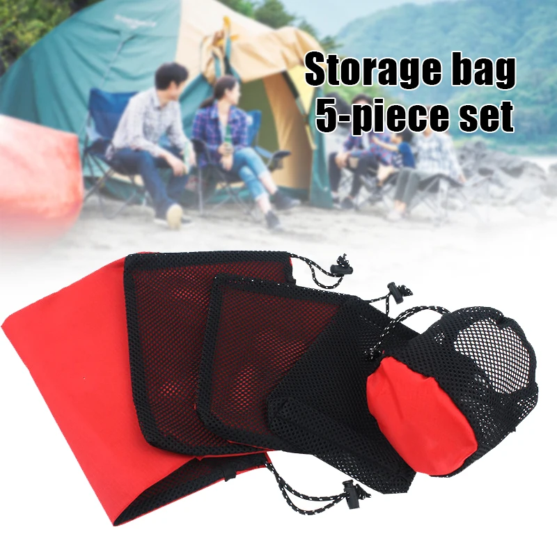 

Hot 5PCS/Set Travel Drawstring Storage Bag Gadgets Pot Bowl Underwear Oxford Cloth Organizer Outdoor Camping Accessories