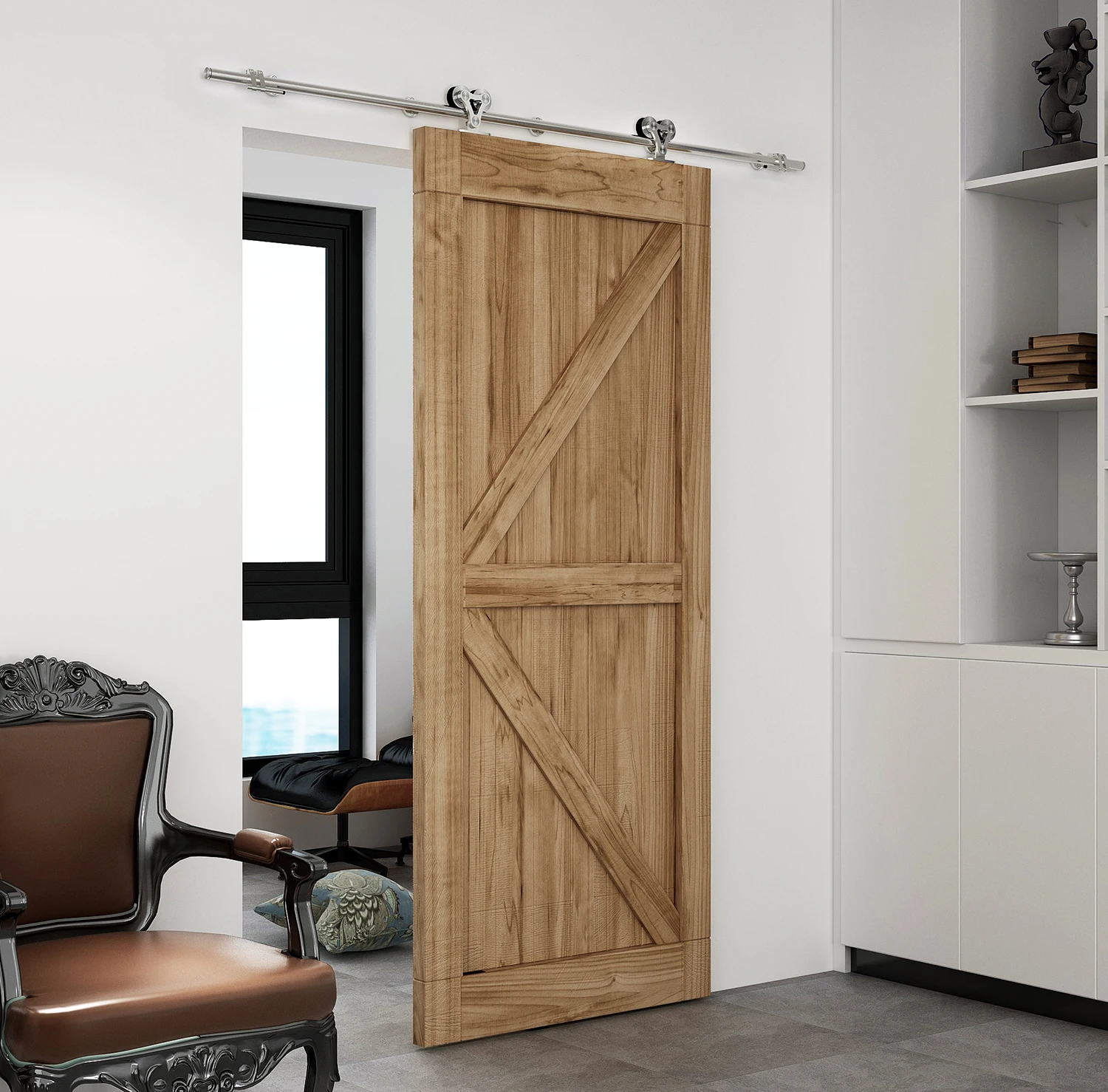 DIYHD 5FT-8FT верхнее крепление из нержавеющей стали с двойной головкой, оборудование для раздвижной двери сарая