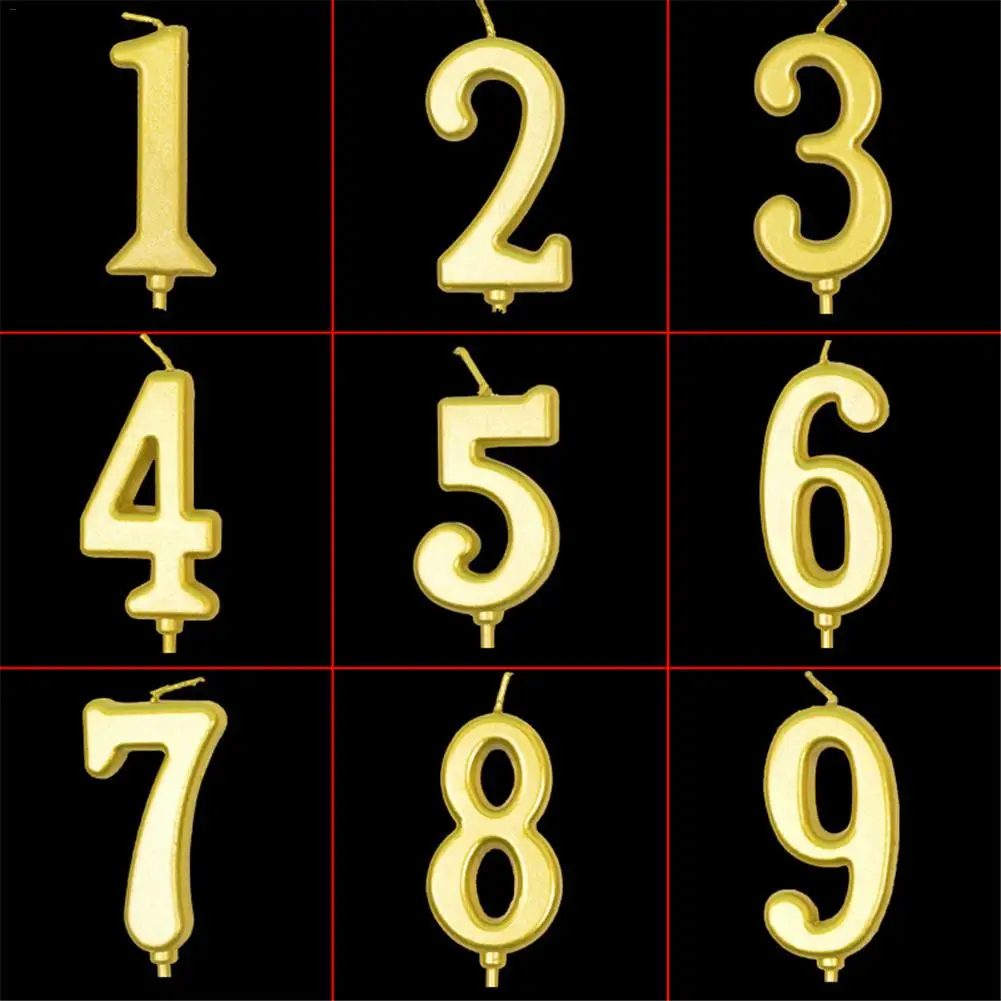Свечи для дня рождения с цифрами 0-9 золотые блестящие свечи торта украшения на
