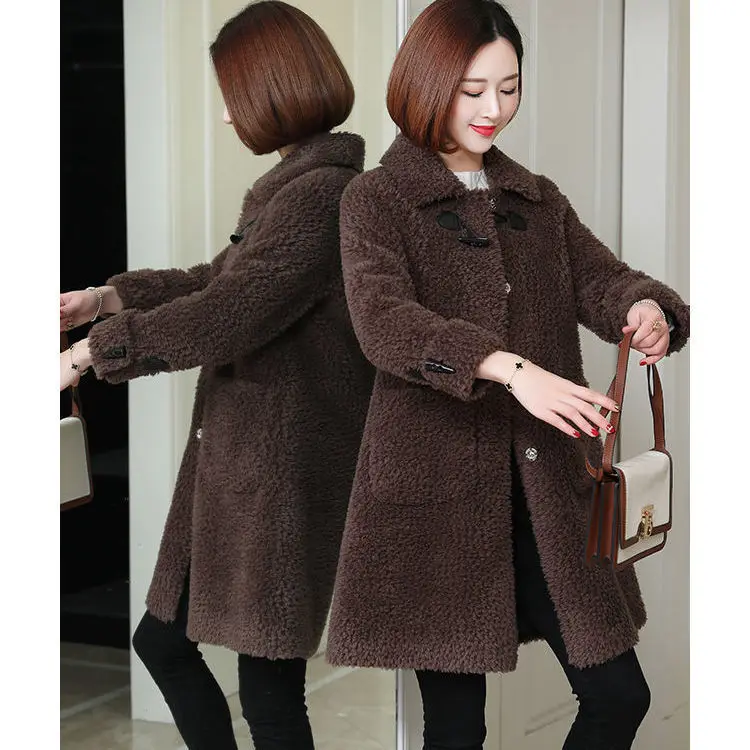 

Women 2020 Autumn Winter Real Lamb Fur Sheepskin Coat Female Genuine Granular Sheep Shearing Jacket Casual Warm Outerwear L658