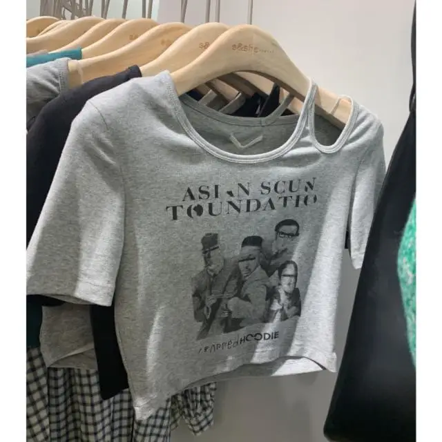 

Summer new versatile top hollowed out short sleeve T-shirt women's short blouse