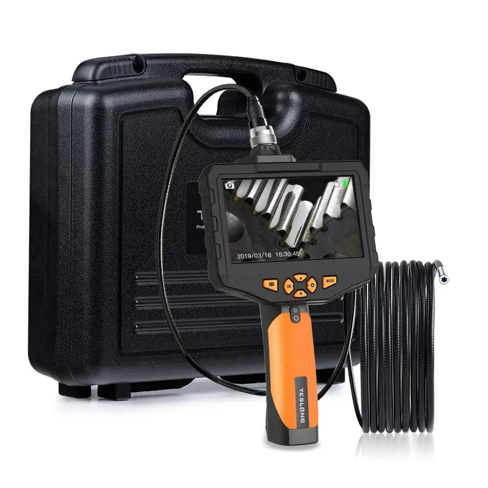 Двойной эндоскоп камера ip68 Труба бороскоп Водонепроницаемый Змея с 5 дюймовым ЖК