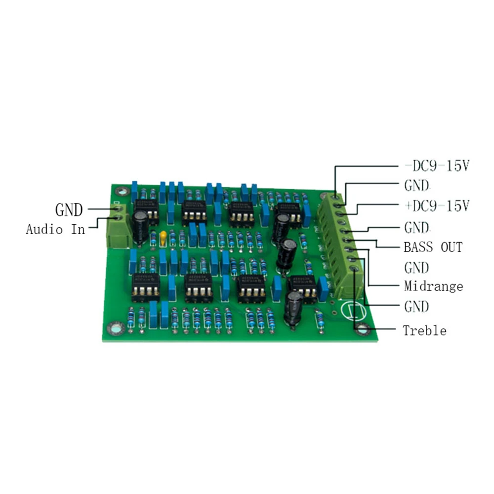 

NE5532 Preamp Board NE 5532 Op Amp Adjust Customized 3 Channel Three Frequency Divider Crossover Treble Midrange Bass DIY Kit