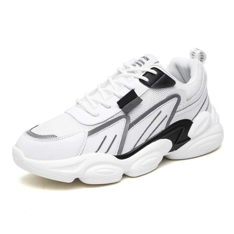 

Classic men's running shoes white running shoes leather upper breathable high-top Mesh sneakers shoes for men with free shipping