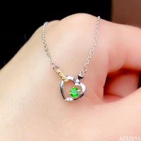 kjjeaxcmy fine jewelry 925 sterling silver inlaid natural gemstone diopside womans female miss classic pendant necklace chain