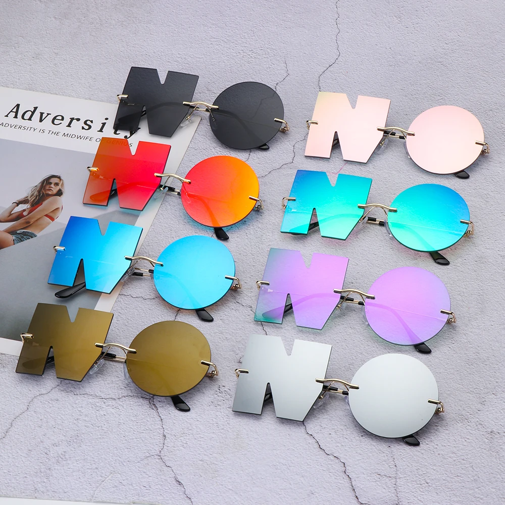 1Pc Fashion Letter NO Sunglasses UV400 Women Sun Glasses Ladies Shades Trend Luxury Metal Eyewear For Streetwear Party Gift