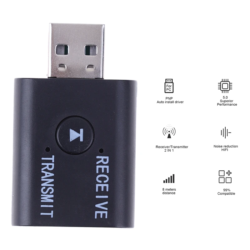

Bluetooth 5.0 Usb Audio Transmitter Receiver Adapter 3.5mm For Tv Pc Car Aux