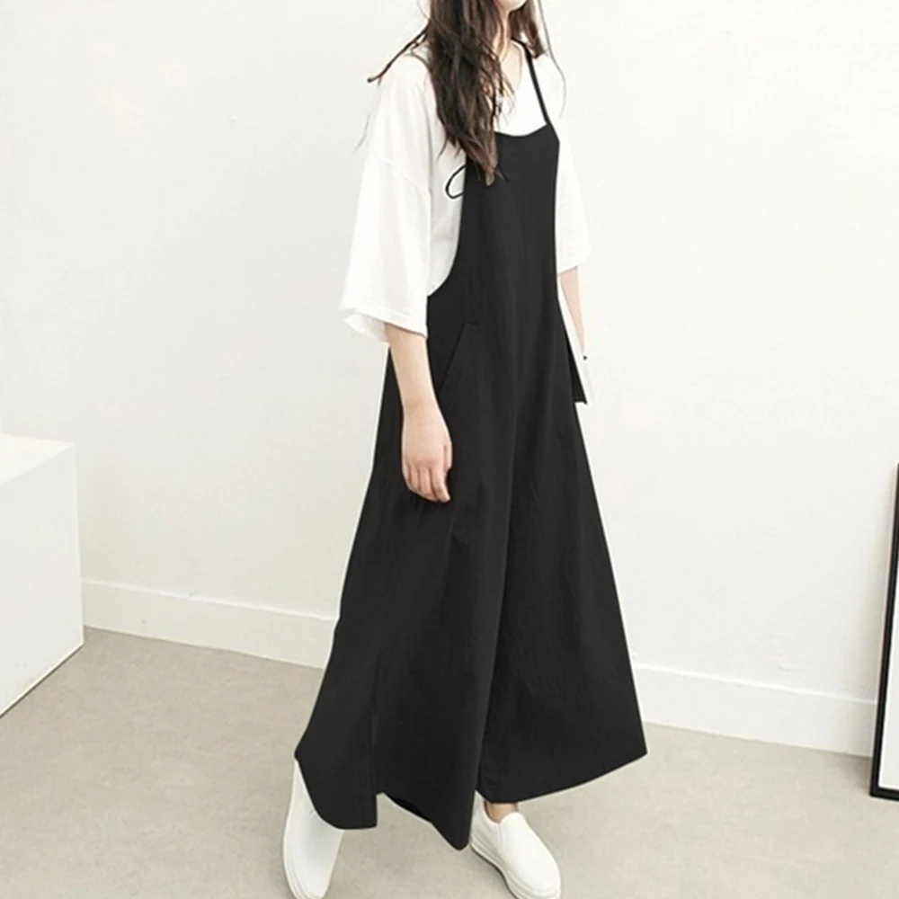 Комбинезон с длинными подтяжками повседневный Свободный комбинезон в клетку