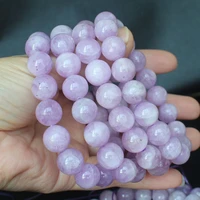 natural kunzite round beads 5 14mm round bracelet 6 7inch per bracelet real gem stone 100 natural guarantee