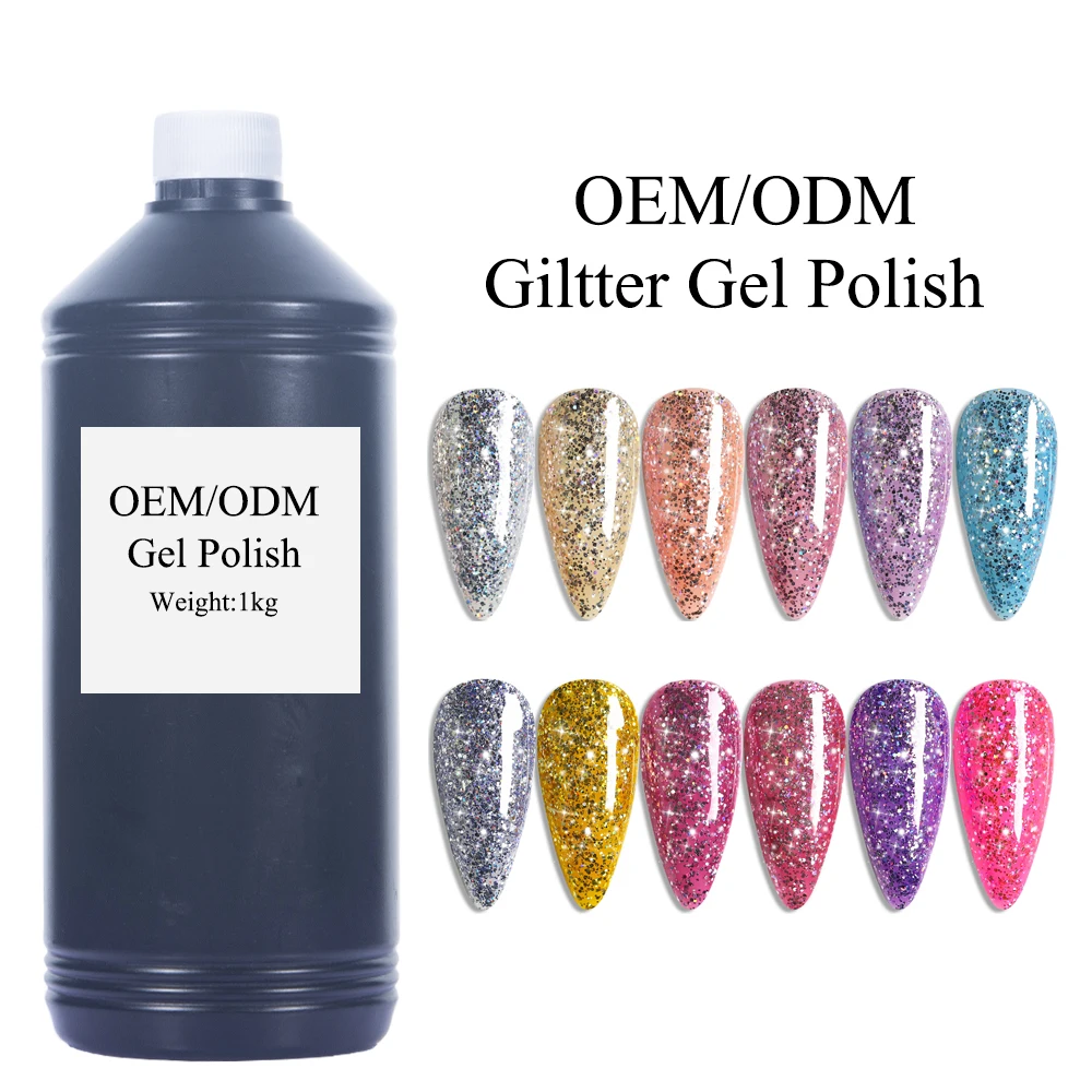 

2021 большой пакет Гель-лак для ногтей Блестящий цветной лак 1000 мл/1 кг Блестящий Полупостоянный лак УФ-гель лак OEM/ODM распродажа