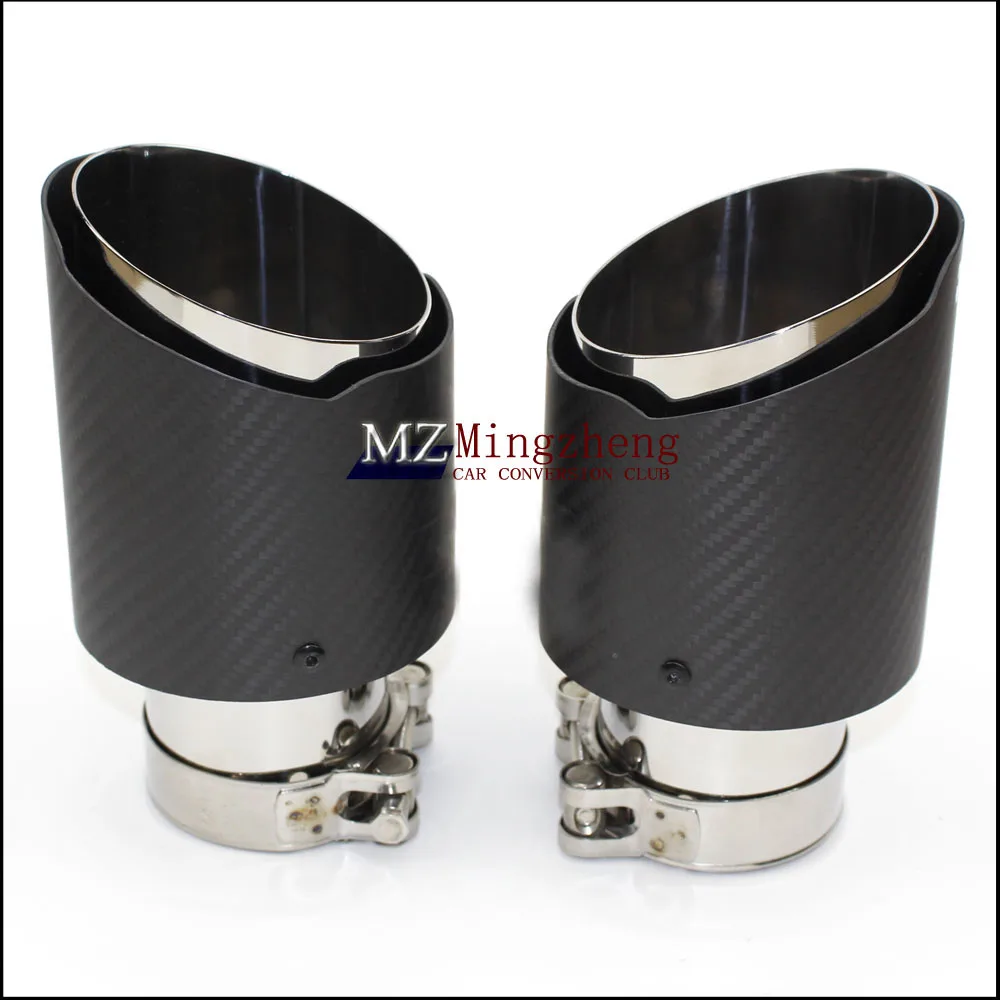 1Pcs car styling Carbon fiber + stainless steel universal Auto a.k exhaust tip tailtip end pipe for bmw V W golf | Автомобили и