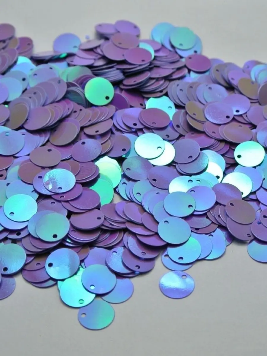 2000 фиолетовые плоские круглые пайетки AB с отверстием сверху 10 мм для шитья
