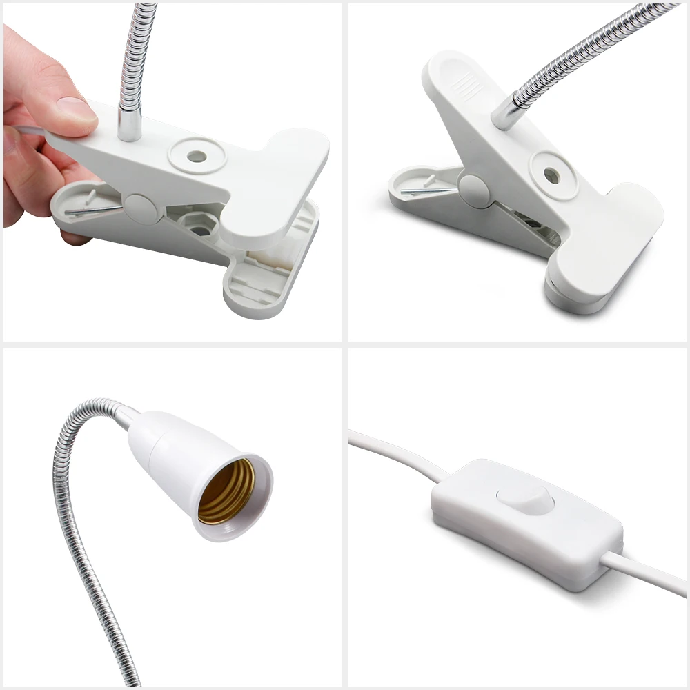 Держатель светодиодной лампы штепсельная вилка ЕС/США E27 гибкий светильник зажим