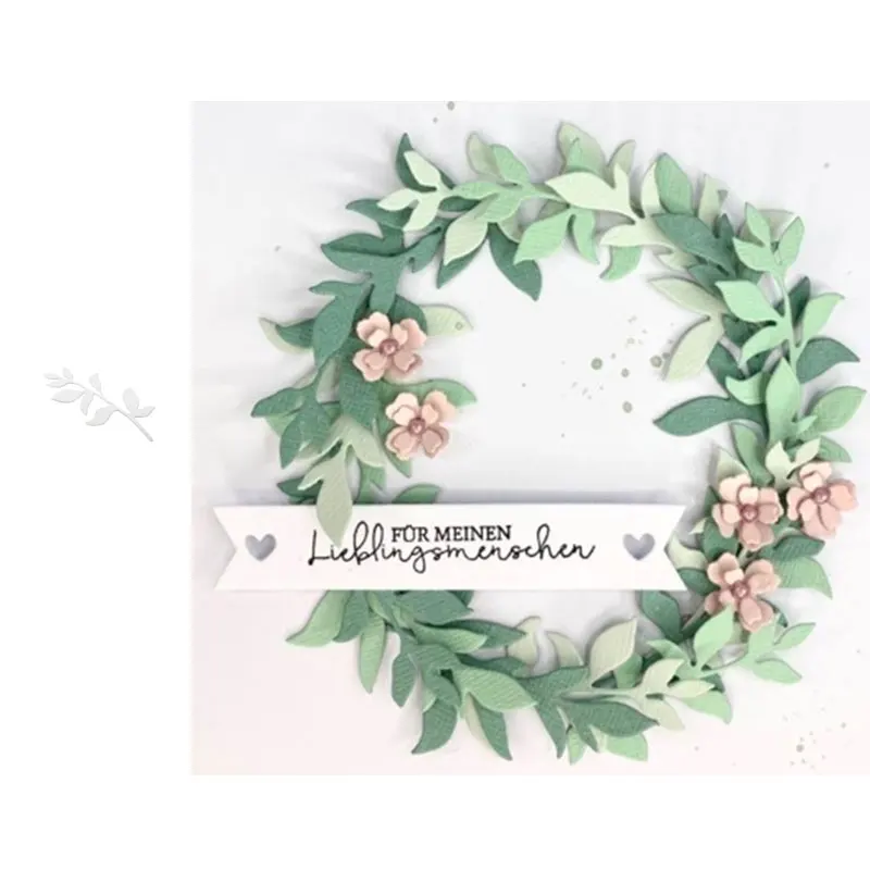 

Leaves Plant Willow Wreath Making Decoration Metal Cutting Dies DIY Scrapbooking Craft Embossing Stamp Stencil Decoration