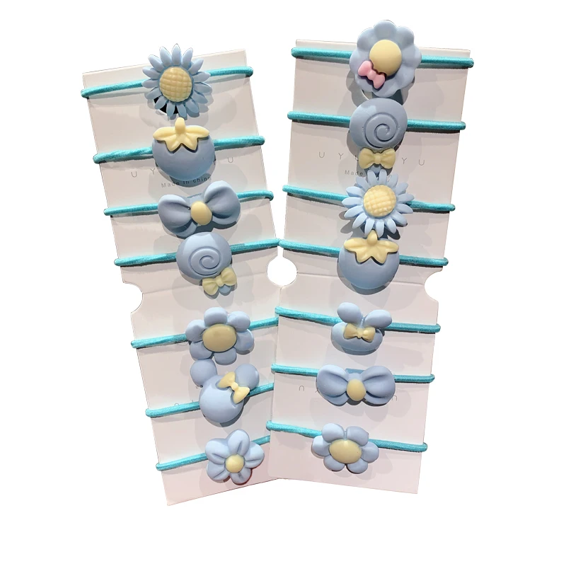 20PCS/Set Girls Cute Cartoon Colorful Bow Flower Rabbit Elastic Hair Band Children Lovely Rubber Band Scrunchie Hair Accessories