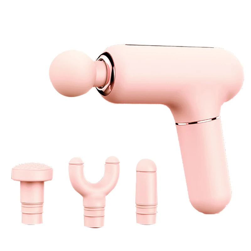 

Mini Massage Gun Deep Muscle Vibration Relief Pain Relax Fitness Equipment Noise Reduction Design 4 Massage Heads Massager