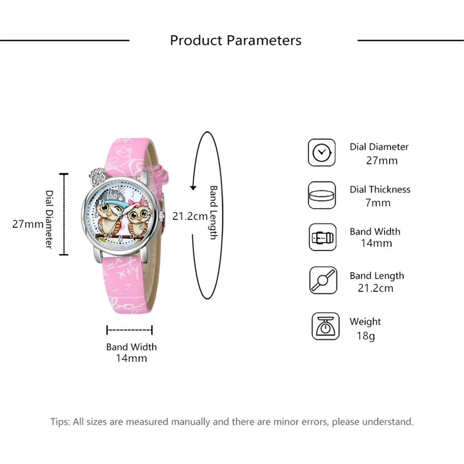 

Fashion children's watch cartoon buckle dazzling children's mesh belt watch 3D embossed owl pattern children's watch X5