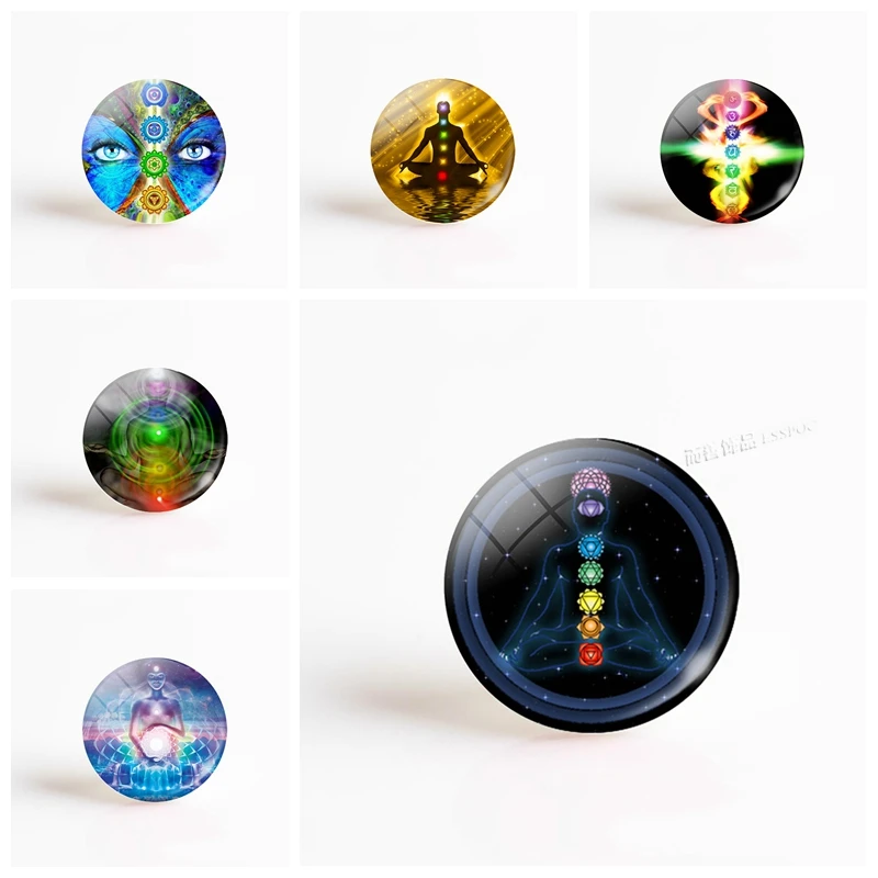 5 шт./лот чакра Йога ювелирные изделия Om символ ручной работы 25 мм стеклянный