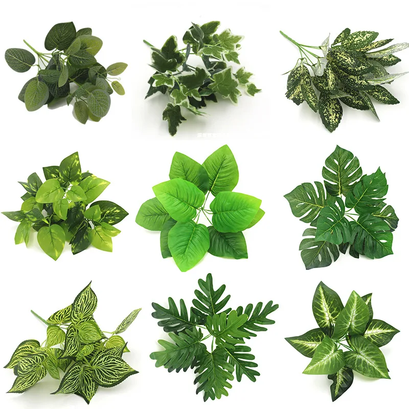 

Artificial plastic simulation plant wall Green plant accessories materials Potted plants with glue leaves Simulation leaves