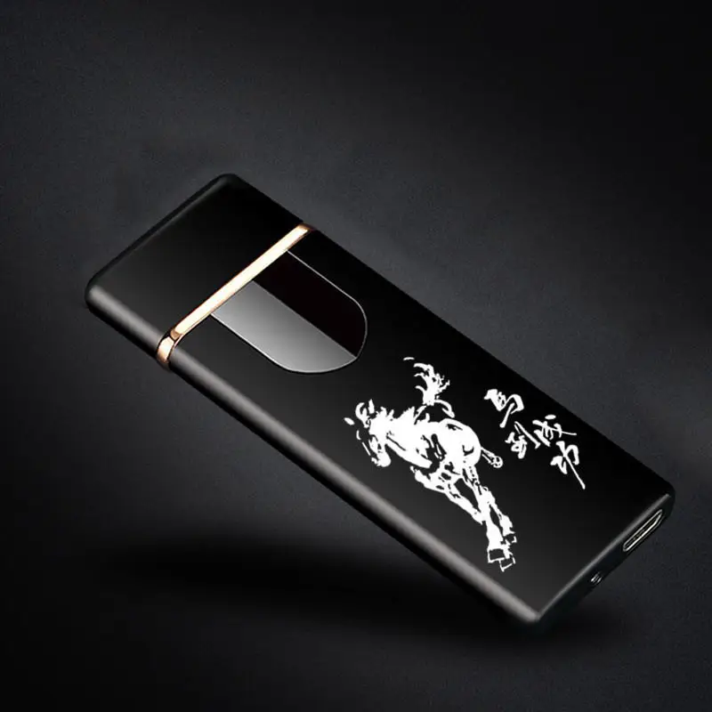705 horse Новая usb зарядка Зажигалка сенсорная Индукционная тонкая перезаряжаемая Зажигалка для сигарет ветрозащитная металлическая электрическая зажигалка гаджеты для мужчин - Цвет: 705 horse