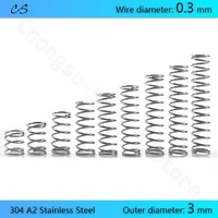 5pcs 0 3mm compression spring 304 a2 stainless steel springs wire dia 0 3mm outer dia 3mm length 5 10 15 20 25 30 35 40 45 50mm