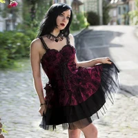 mikas dark goth tie suede rose print lace lace patchwork dress character lace lace skirt