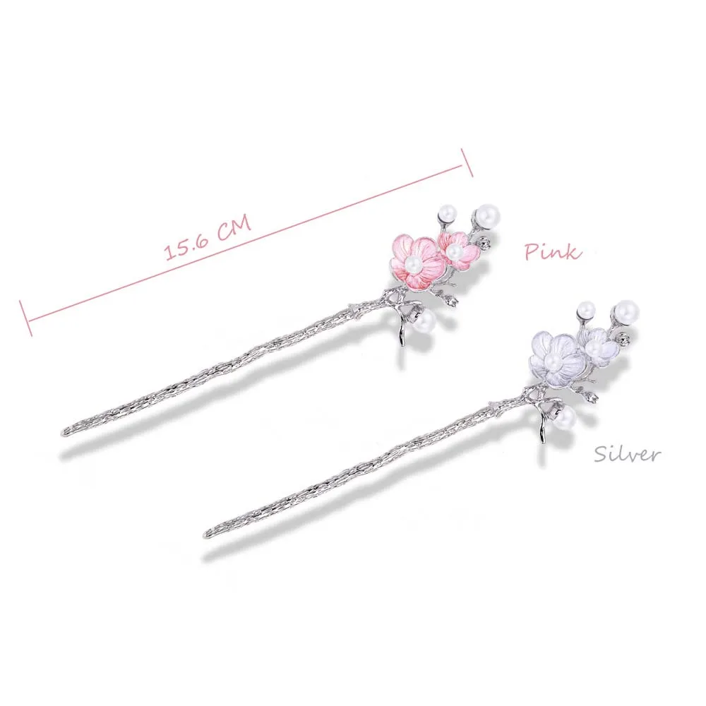 

2021 Classical Plum Blossom Flower Hair Stick Pins Wedding Bridal Hair Pin Accessories Banquet Hair Party Jewelry