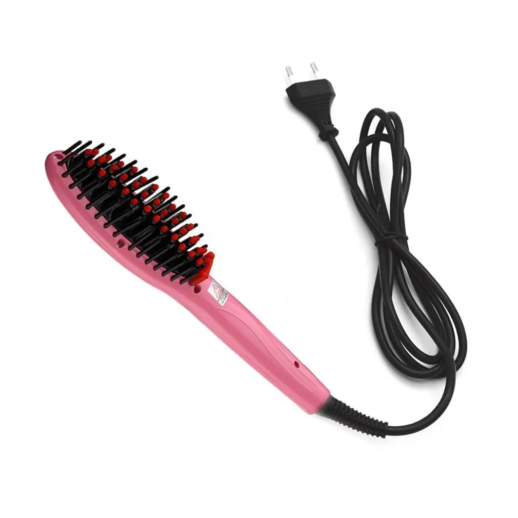 EU Plug Pink Щетка для волос, быстрый выпрямитель для волос, расческа для волос, электрическая расческа, расческа, Утюги, авто прямые расчески для волос, щетка, подарки - Цвет: EU Plug Pink