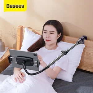 baseus lazy phone holder for bed desktop clip holder long arm flexible mobile phone stand holder table clamp bracket for phone free global shipping