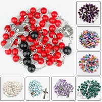 21styles handmade diy multicolor rosaries beads beaded strand chian cross pendant necklace catholicism prayer religious jewelry