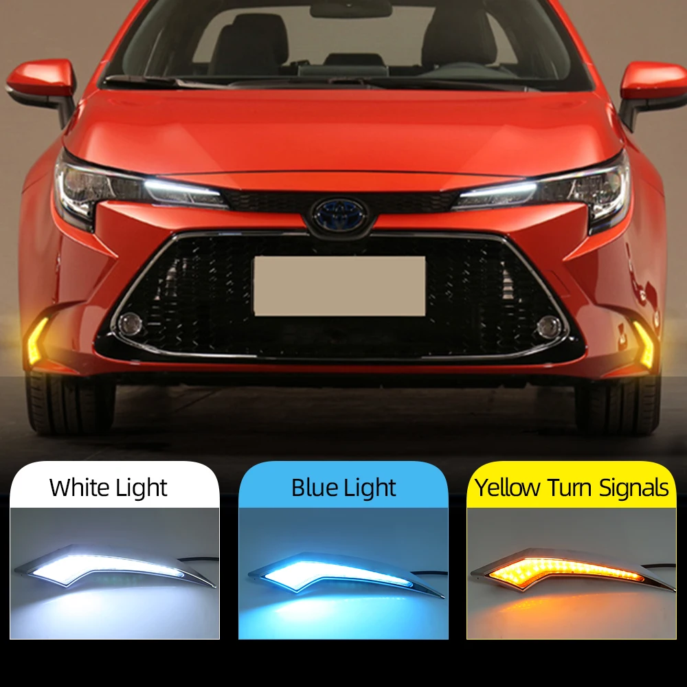 2Pcs US Dynamic Yellow Turn Signal 12V Car DRL Lamp LED Daytime Running Light Fog For Toyota Corolla Hybrid 2019 2020 | Автомобили и
