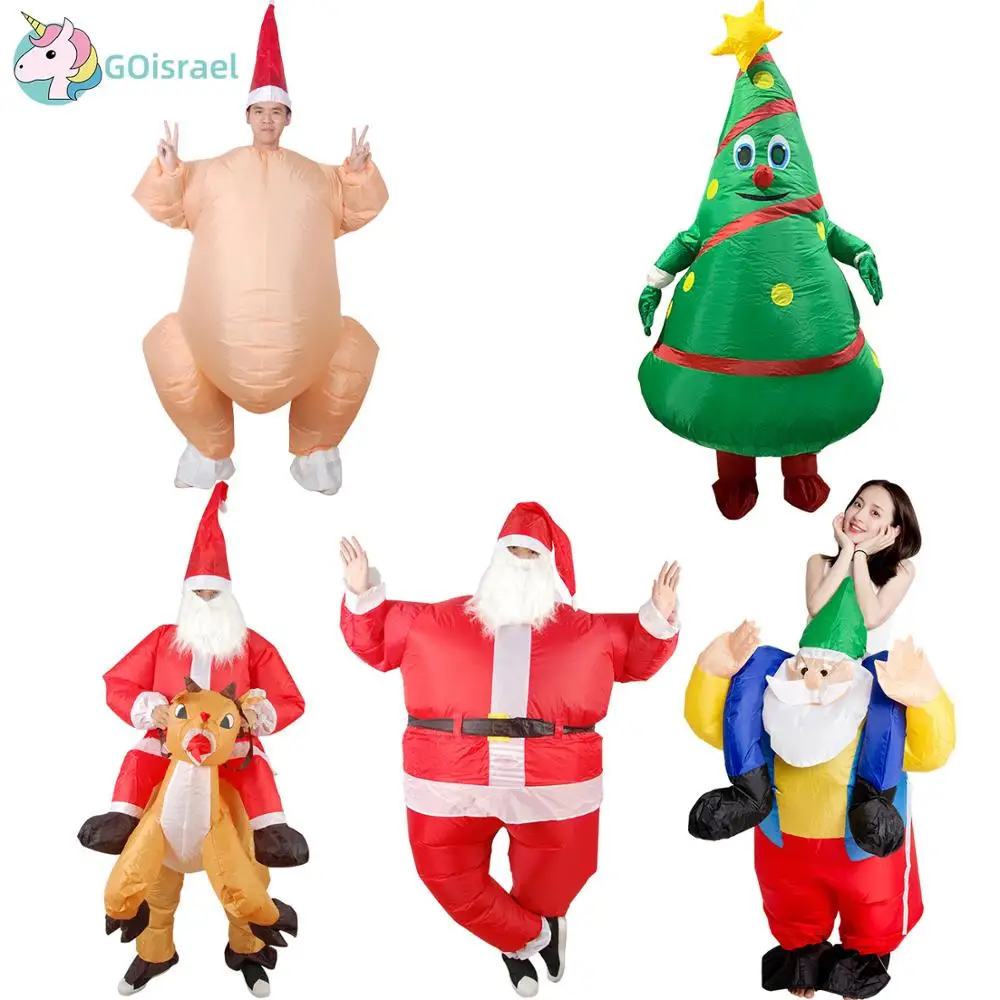 Взрослый мужчина и женщина Рождество надувной цветной Санта Клаус езда олень