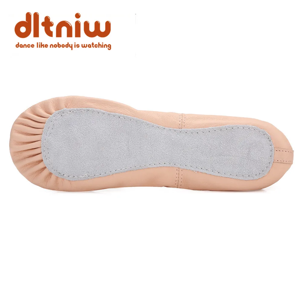 Профессиональные женские розовые пуанты из натуральной кожи с раздельной