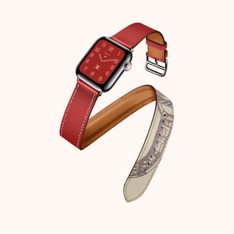 MSSQ-Red Для Apple Watch Series 5 4 40/44 мм браслет на запястье часы с ремешком из натуральной кожи, ремень удлиненные группа культового двойной тур - Цвет ремешка: MSSQ-Red
