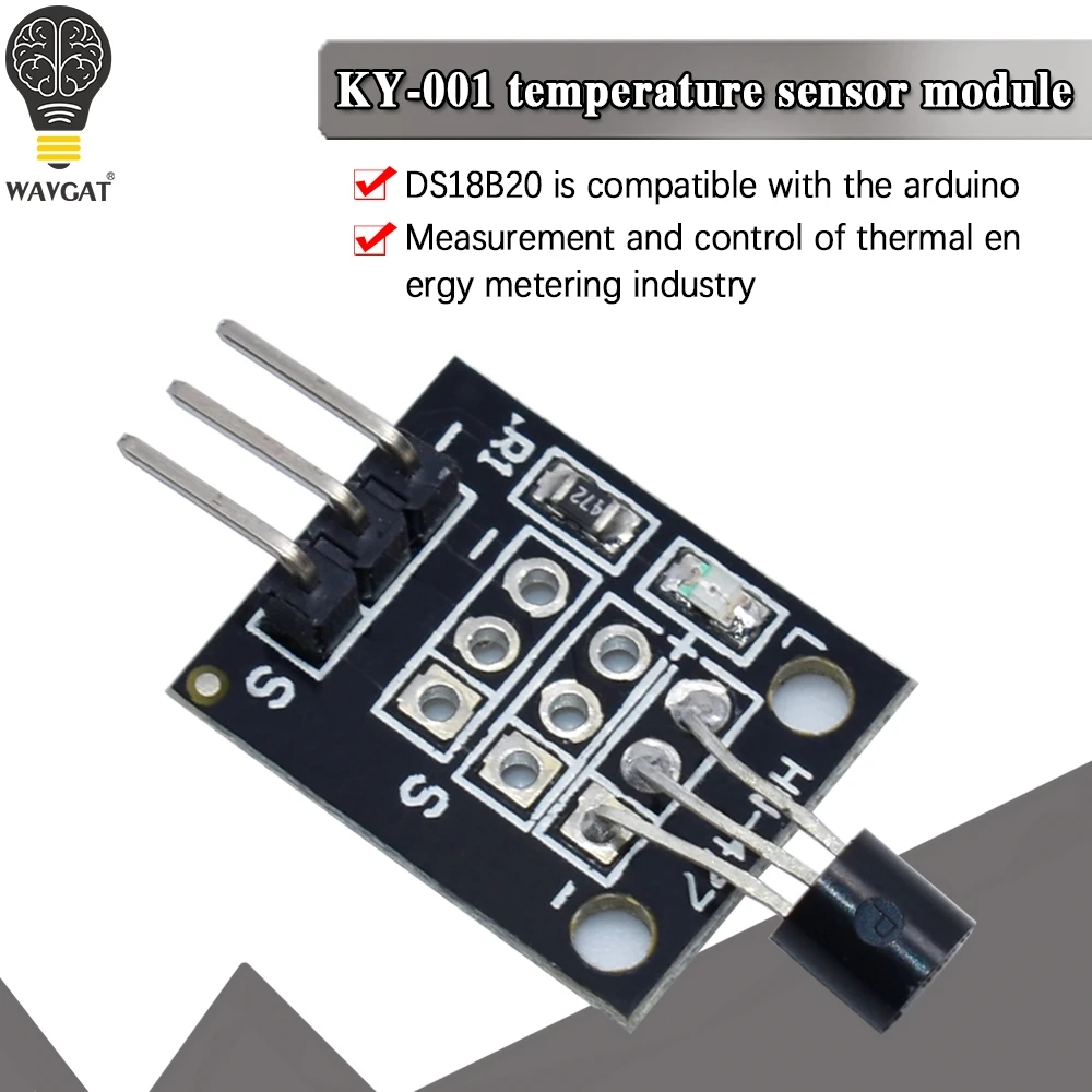 KY-001 3pin DS18B20 модуль датчика измерения температуры Diy стартовый комплект KY001