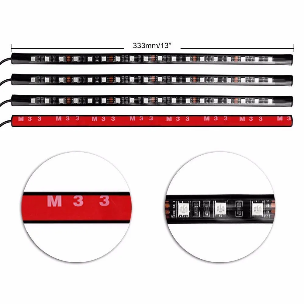 72 LEDs Car Interior Light Atmosphere Lights Strip Waterproof Glow Neon Lighting Kit with Wireless Remote Sound Activated | Лампы и