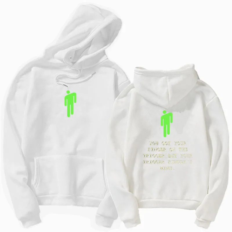 white 2 Новинка, толстовка Billie Eilish, Толстовка Harajuku, женская,, плюс бархат, круглый вырез, пуловер, толстовка, XL, уличная Толстовка - Цвет: white 2