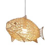 creative simple fish shaped rattan lantern restaurant chandelier corridor lamp outdoor garden lamp free shipping led bulbs iron