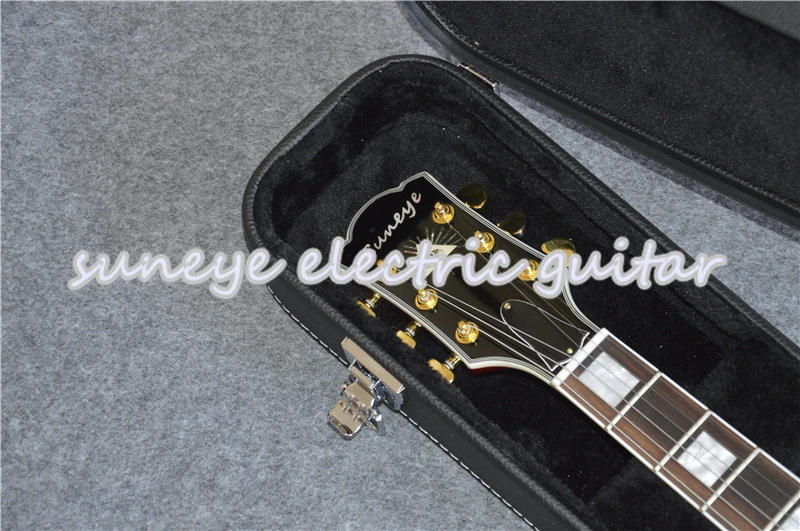 

China OEM Cherry Glossy Suneye Custom Electric Guitar With Black Pickguard & Guitar Case Lefty DIY Guitar Kit Available