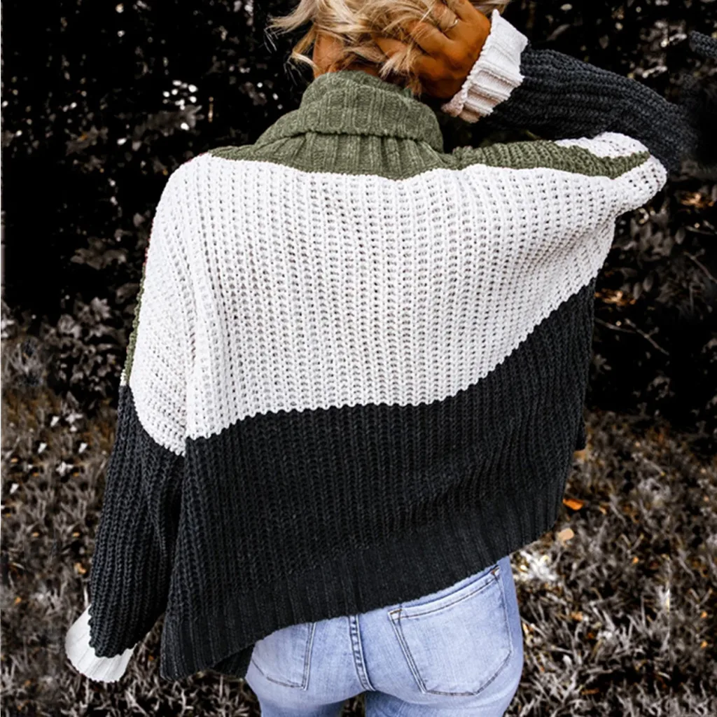 Женский пуловер оверсайз вязаный женский Повседневный однотонный свитер с