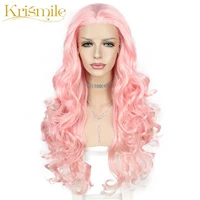 long synthetic lace front wigs pink color deep curl hair for women party cosplay drag queen daily high temperature make up