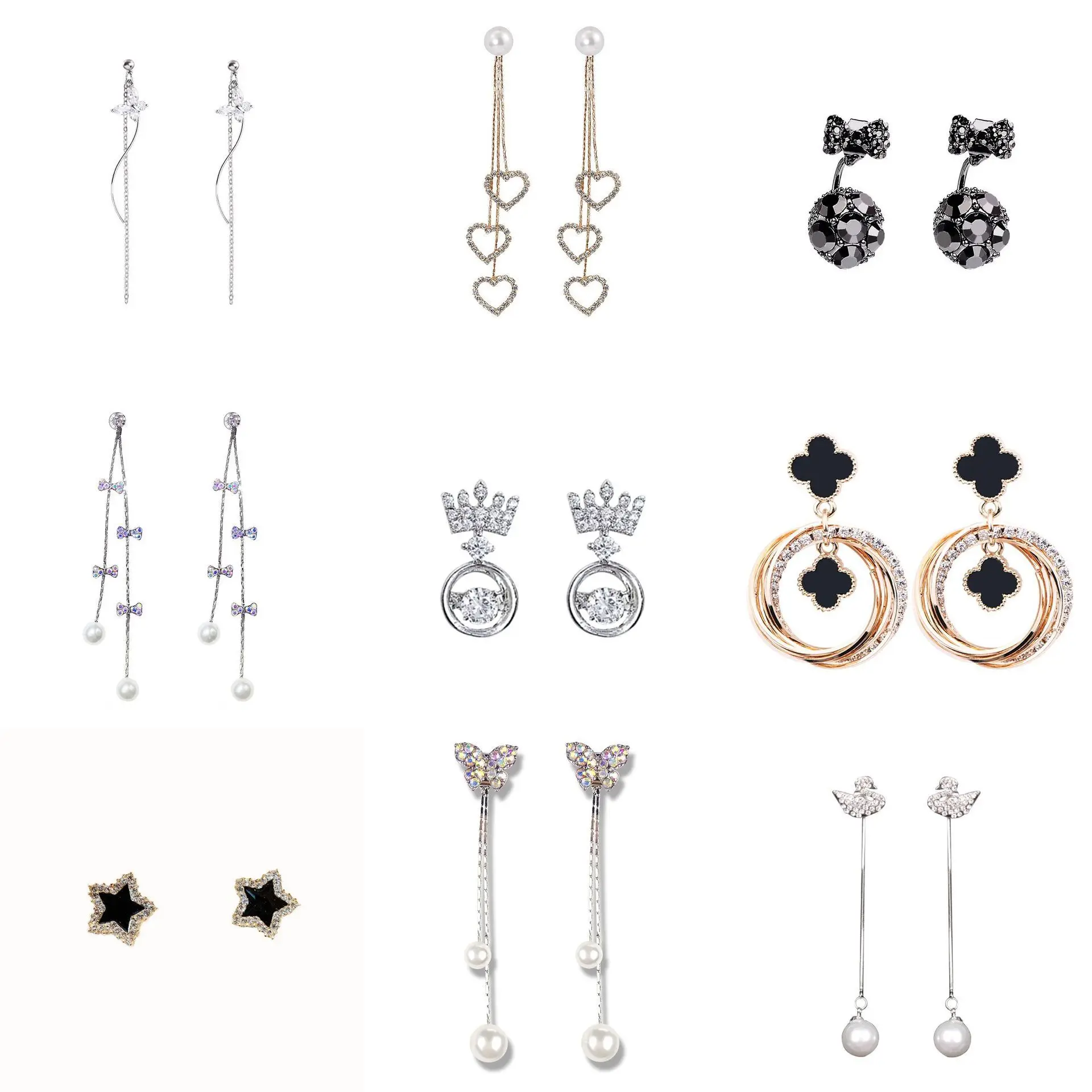 100% S925 чистая тремола ногтей темперамент Джокер личность серьги маленькие свежие