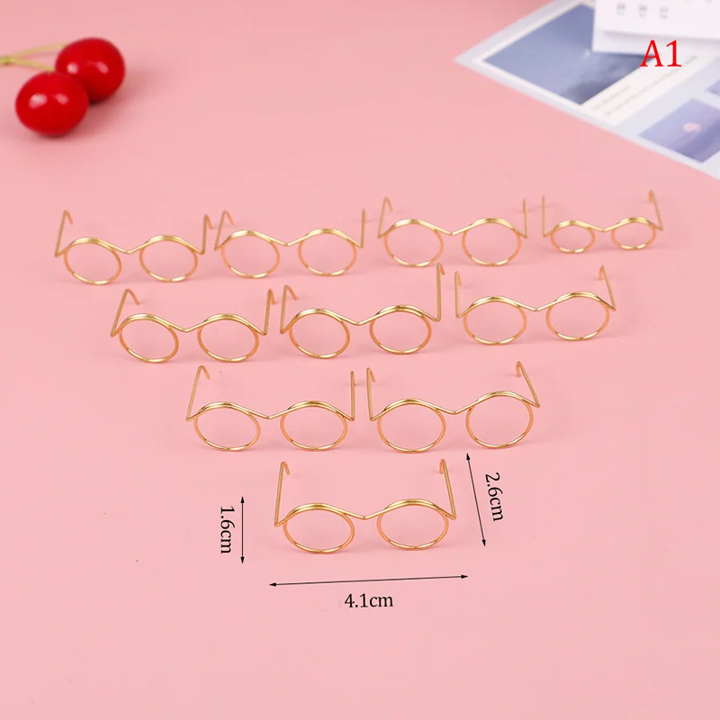 

10pcs New Fashion Gold Round Glasses Frame Lensless For Doll Decor Accessories Fashion Round Frame Without Lens