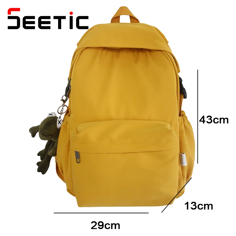 

SEETIC Solid Color Women Backpack Large Capacity Backpack Female Travel Shoulder Bag Women Anti-Theft Laptop Backpack Unisex