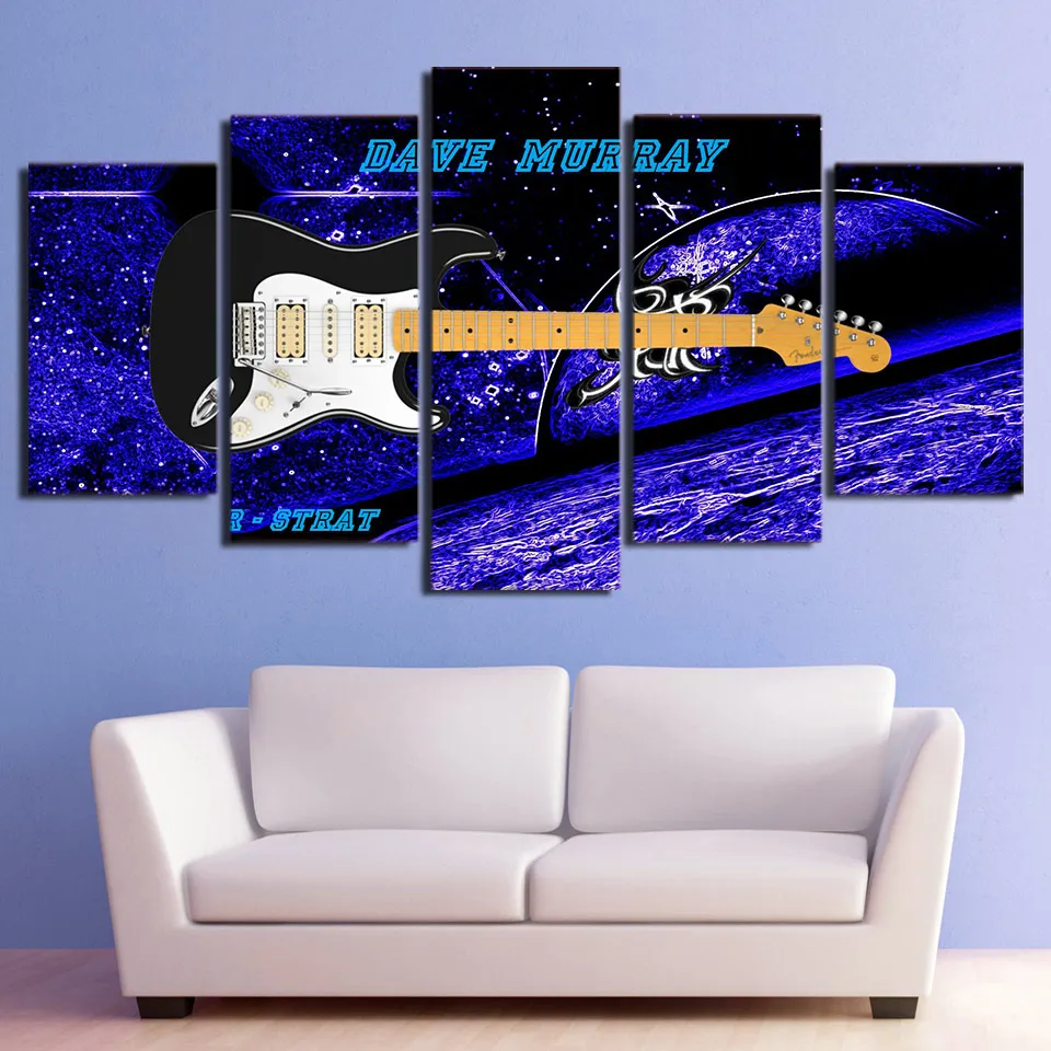 

Printed Canvas Painting HD Wall Art 5 Pieces Musical Instrument Guitar For Living Room Modern Home Decor Poster Pictures Frame