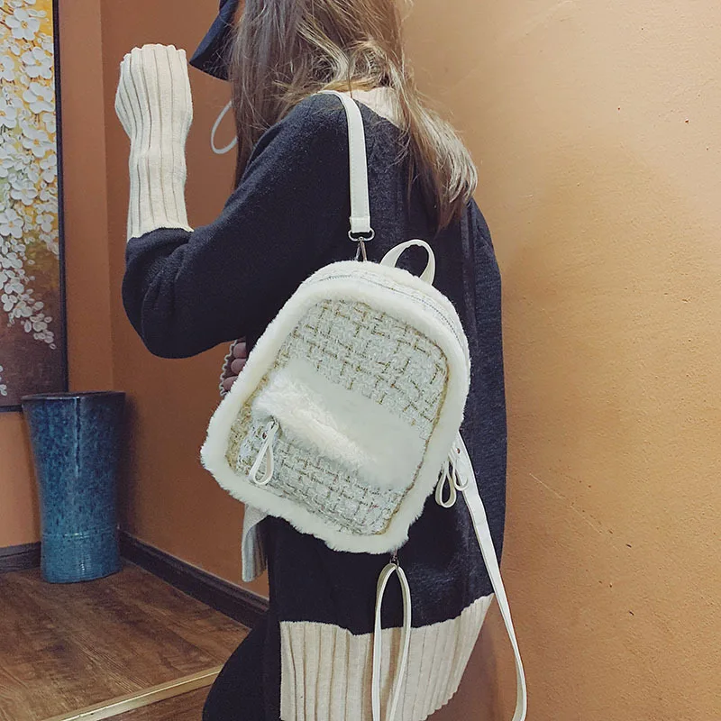 Маленькая женская сумка новинка осень зима 2019 меховая шерстяная Сетчатая Сумка