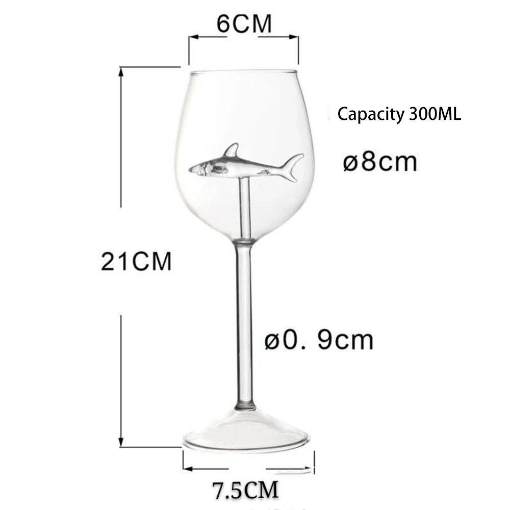 

New Creative High Borosilicate Glass Shark Red Wine Goblet Bar KTV Cocktail Glass Bar Wine Set 300ML Dropshipping