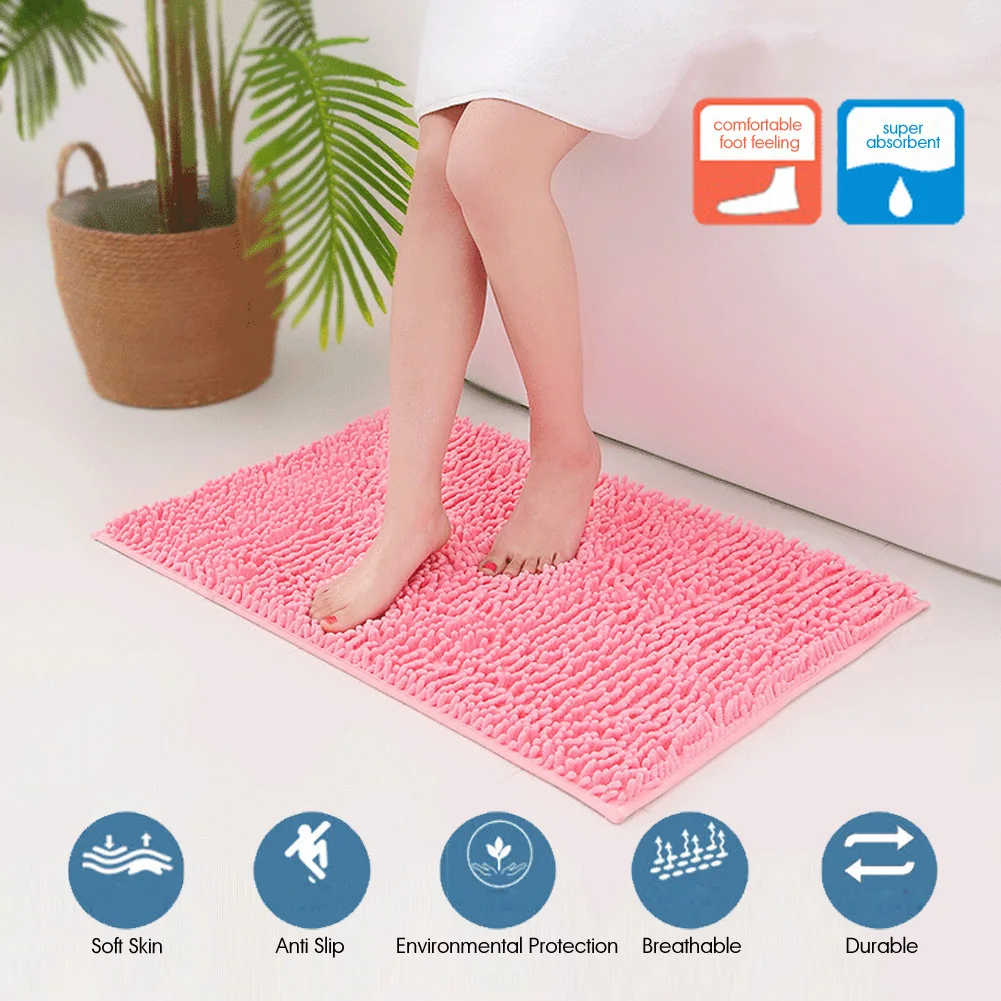 

Absorbent Soft Shaggy Non Slip Bath Mat Bathroom Shower Home Floor Rugs Carpet